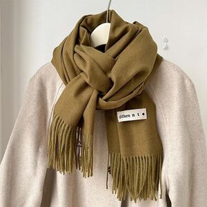 Luxury Brand Wool Scarf For Women Men Solid Color Plain Real Wool Scarves Female Winter Warm Neck Scarf Cashmere Shawl 240127