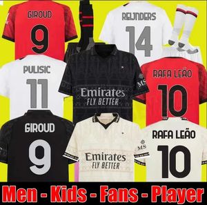 Rafa Leao Soccer Jerseys Giroud Ibrahimovic 23 24 AC Bennacer Pulisic Romagnoli Calhanoglu Rebic 2023 2024 Milans Football Shirt Maillot Men Kids Kid Kit