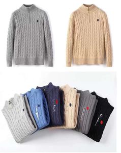 Mens Designer Polo Sweater Sweater Fleece Ralphs قمصان سميكة نصف سحاب عالية الرقبة دافئة حركية نحيفة متماسكة Lauren Jumpers صغيرة الحصان العلامة التجارية Cotton 9988ess