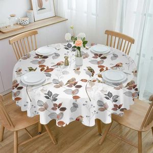Table Cloth Leaf American Country Mockingbird Waterproof Tablecloth Decoration Wedding Home Kitchen Dining Room Round