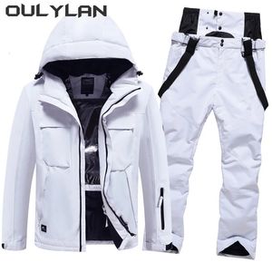 Oulylan à prova de vento inverno ternos de esqui cor sólida isolamento impermeável snowboard roupas terno respirável conjunto de esqui das mulheres dos homens 240122