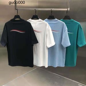 Cotton Balencaigaly Balencigaly Mens 100 Tshirts 23SS Designer Tide Pure T Shirts Bröstbokstoppar Laminerade tryck Kort ärm Tshirt High Street Loose Over Over