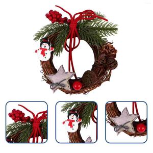 Flores decorativas grinalda de natal videira ramo guirlanda decoração para artesanato de férias ou suprimentos de casamento (boneco de neve estrela)