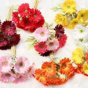 Flores decorativas simulação crisântemo africano europeu gerbera decoração de casa casamento mão segurando buquê acessórios suprimentos