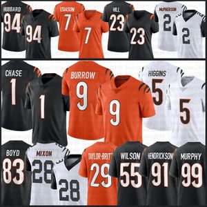 Joe Burrow Ja'marr Chase Football Jersey Mixon Tee Higgins Sam Hubbard Evan McPherson Logan Wilson Cam Taylor-Britt Bengals Trey Hendrickson Germaine Pratt Battle Battle