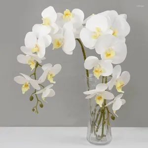 Flores decorativas 9 cabeças artificial borboleta orquídea longo ramo buquê para decoração de casa casamento falso diy grinalda bonsai acessórios