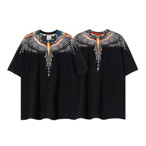 Men's T-Shirts MB 2024 designer Men's and women's T-shirts Marcelo MB Fashion Brand Feather Short sleeved Soaring Eagle Wings Printed Mens and Womens T-shirts