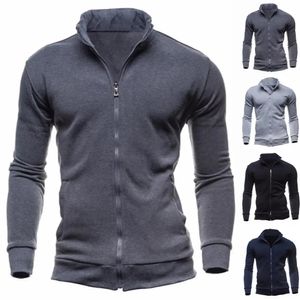 Chic Men Zip Up Casual Coat Brand Mens Stand Collar Sweatshirts Inga hoodies dragkedja för manlig hoodie -tröja 240127