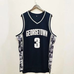 Baskettröja överdimensionerade män 3 Iverson Georgetown Hoyas Athletic Sports Embroidery High Street Hip Hop andningskläder 240122