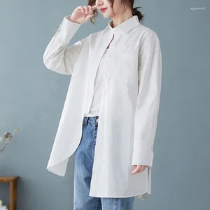 Женские блузки SuperAen, оверсайз-дизайнерская рубашка, осенняя свободная корейская рубашка с неровным длинным рукавом
