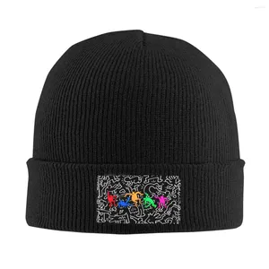 Береты Haring Граффити Картины Art Skullies Шапочки Шапки Унисекс Зимняя теплая вязаная шапка Для взрослых Геометрический капот Шапки Уличная лыжная шапка