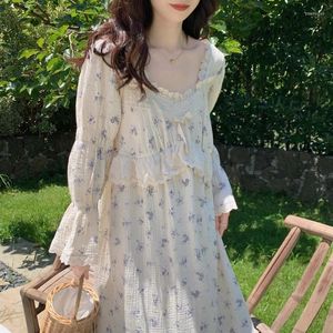 Women's Sleepwear Autumn Long Sleeve Floral Printing Pure Cotton Gauze Nightgowns Women Dress Nightdress Night Nighty