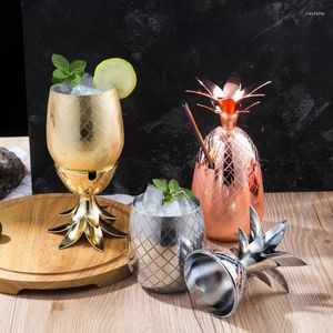 Vinglas 500 ml kopp rostfritt stål ananasform cocktail glasbar café modeparti mugg
