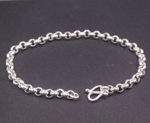 Pure 999 Fine Silver Chain Women Gift Lucky 5mm Cable Rolo Link Bracelet 11g/20cm 240124