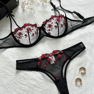 Conjuntos de sutiãs malha bordado floral sem costura sutiã conjunto mulheres roupa interior moda senhoras bralette segredo sexy lingerie 2pcs calcinha