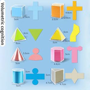 8pcsset Transparent Geometric 3D Volume Shape logical Montessori Toys Stacking Game Math Educational Toy for Ages 2 Kids 240131