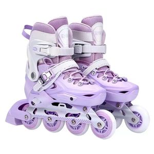 Purple Blue Inline Roller Skate Shoes Child 4-Wheel Sneakers Kid Youth Nybörjarpojkar Girls With Full Set Protective Gear Suit 240127