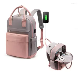 Mochilas escolares mochila de viagem grande capacidade carregamento USB bolsa para laptop moda feminina multifuncional mala escolar para meninas