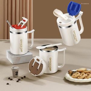 Mugs 304 Stainless Steel Coffee Cups With Straw Double Wall Insulated Milk Mug Tea Drinks Water Tumbler Heat-Resistant Drinkware