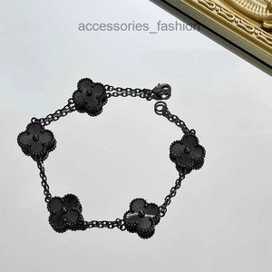 Four Leaf Clover Bracelet Cleef Van Designer Bracelets Luxury Brand New Laser Black Gold Women High Quality Vans Clef Jewel