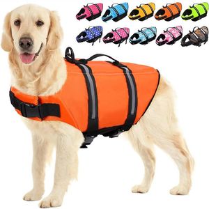 Hundebekleidung, Schwimmweste für große Hunde, Schwimmweste für Welpen, mit Rettungsgriff, reflektierend, verstellbar, Lebensretter-Badeanzug für Haustiere