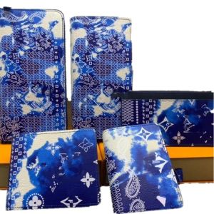 Limitowana edycja Portfel unisex niebieski gradient kwiatów torebki sprzęgła luksusowa marka multi karty składane przenośne krótkie portfel duże torebki z monety zamek błyskawicznych