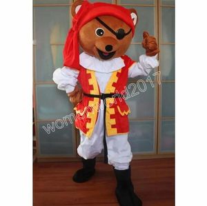 Halloween Pirate Bear Mascot Costume Cartoon Character Outfits Suit Adults Size Outfit Birthday Christmas Carnival Fancy Dress For Men Women