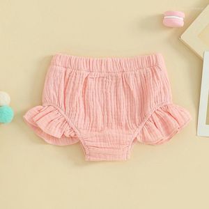 Shorts für Kleinkinder, Mädchen, Sommer, lässig, einfarbig, elastisches Band, Rüschen, Kleidung