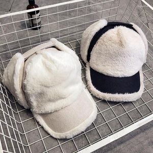 Bollmössor Solid Winter Thicked Warm Ear Protection Hat 2024 Snöpilothattar Män och kvinnor utomhus Fashion Woolen Baseball Cap