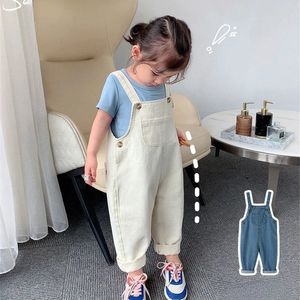 Macacão para meninas crianças primavera outono jeans vestido geral macacão kawaii denim suspender calças moda crianças 240127