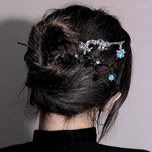 Klipsy do włosów punkowe metalowe płynne nieregularne patyki do włosów dla kobiet w stylu w stylu chińskiego stylu kwiatów róży akcesoria