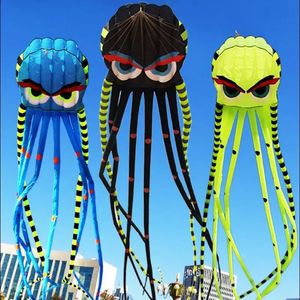 3D 8Meter FourColor Octopus Kite Stor djur Mjuk utomhus Uppblåsbar vuxen Lätt att flyga nylon tårbeständig 240127