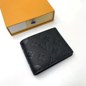 Designer Men Black embossed leather wallets urses luxury leather short mens wallet Card Holder wallets classic pocket leather Bag with original box