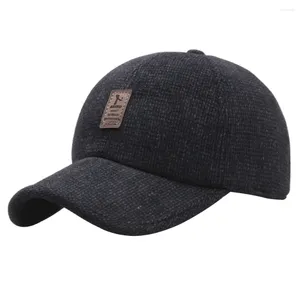 Ball Caps Winter Men's Warm Baseball Cap With Ear Flaps Male Woolen For Men Hat Bone Snapback Thick Black Dad Hats Father