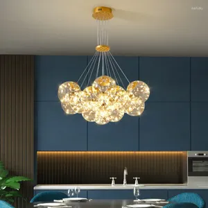 Chandeliers Nordic Glass Chandelier Amber Clear Smoke Light Led Living Room Dining Table Bedroom Home Decor Pendant Lamps Lighting