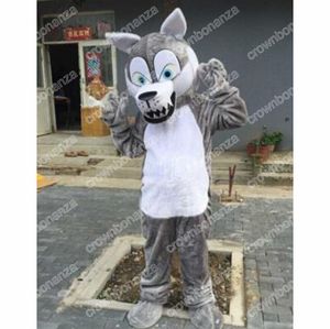 Costumi della mascotte del lupo grigio di prestazione Vestito del personaggio dei cartoni animati di Halloween Vestito di Natale All'aperto Vestito da festa Abbigliamento pubblicitario promozionale unisex