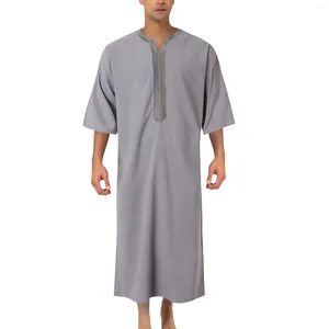 Этническая одежда, мусульманский халат, арабский национальный костюм, однотонная пуговица со средним рукавом, вышитый традиционный мужской стиль, кафта Абая