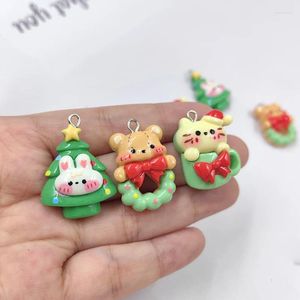 Charms 10 Stück europäische Weihnachtstiere Bär Katze Kaninchen für Schmuckherstellung Kawaii Harz Anhänger DIY Ohrring Schlüsselanhänger Finden