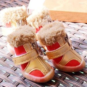 Hundebekleidung Wasserdicht im Angebot Haustierschuhe für kleine Hunde Goldfellstiefel Zubehör 4 teile/satz Rot Schwarz Lila Rosa Lagerbedarf