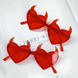 Sunglasses Halloween Heart Shape Devil Horn Funny Red Glasses Dress Up Party Supplies Eyeglasses