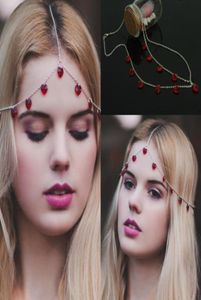 2020 A buon mercato In magazzino Accessori per capelli fascia catena copricapo brillante rosso nero gioielli di cristallo da sposa elegante parrucchino Ac1504628