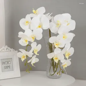 Flores decorativas 100cm 9 cabeças borboleta artificial orquídea falsa traça orquídeas para festa de casamento decoração de plantas de mesa para casa