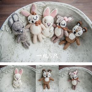 مولود Pographer Props Bunny Doll kninted Mohair Cartoon Rabbit Toy Fotografia accessory Studio Poots PO 240125