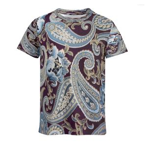 Herren-T-Shirts, Boho-Maxi-Paisley-Blumen-T-Shirt, kurzärmelig, Grafikdruck, Rundhalsausschnitt