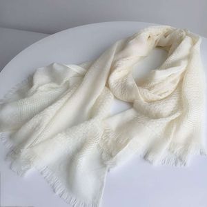 Popular plant dyed white scarf for summer sun protection, wool scarf, solid cotton and linen shawl