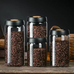 Glass Jar Airtight Canister Food Container Tea Vacuum Sealed Coffee Beans Storage Bottles Creative Home Kitchen Tanks 240125