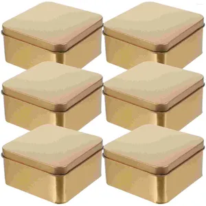 Garrafas de armazenamento quadradas caixa de flandres pequeno presente embalagem de doces casamento (ouro tamanho médio) 10pcs recipientes de decoração com tampas