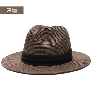 Män stor storlek fedora manlig sommarsol cap vuxen panama hatt stråhattar 5557 cm 5860 cm 240202