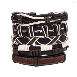 Charme pulseiras estilo punk pulseira de couro tendência cinco peças conjunto vintage masculino criativo combinação presente