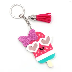 Keychains 1piece Product CN Watermelon Popsicle With Heart Glasses Cute Acrylic Keychain